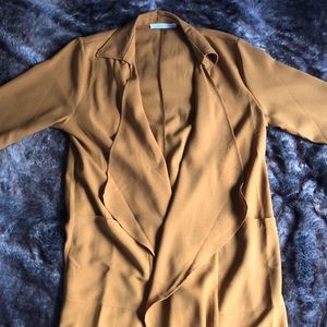 draped open front trench duster